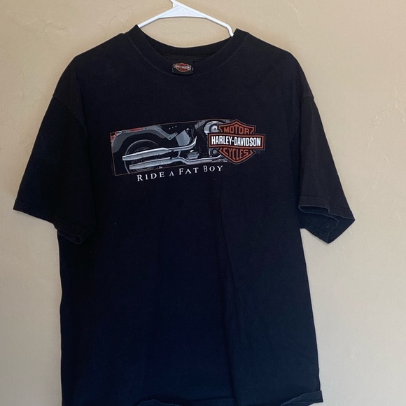 Vintage Harley Davidson oversized tee. Black over sized tee  “ride a fat boy” - Picture 5 of 5